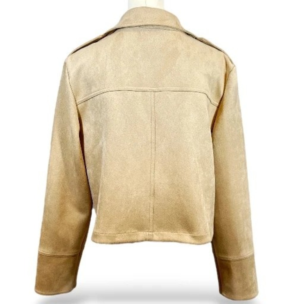 Philosophy‎ Republic Clothing Wms Faux Suede Moto Bomber Jacket Creme Large EUC - Picture 7 of 9
